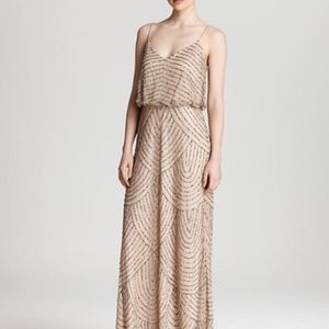 Adrianna Papell Taupe embellished gown